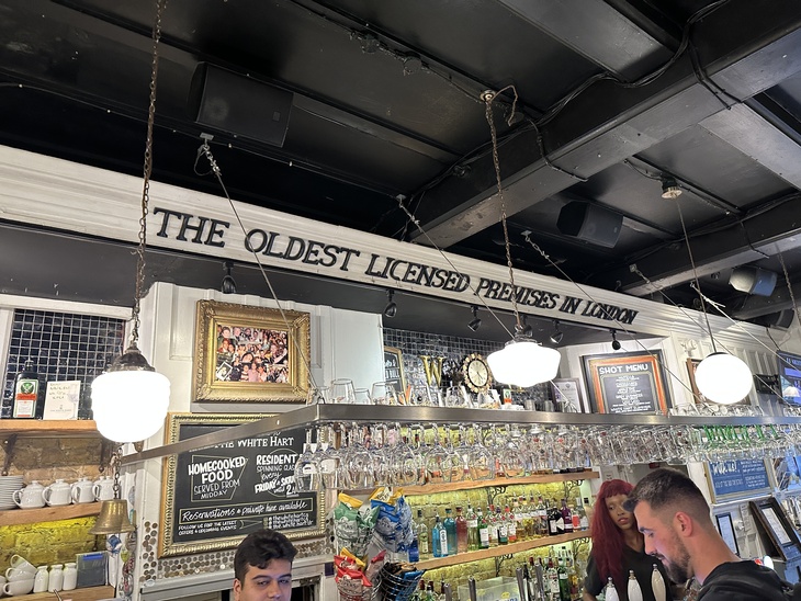 A bar declaring it's the oldest licenced premises in London