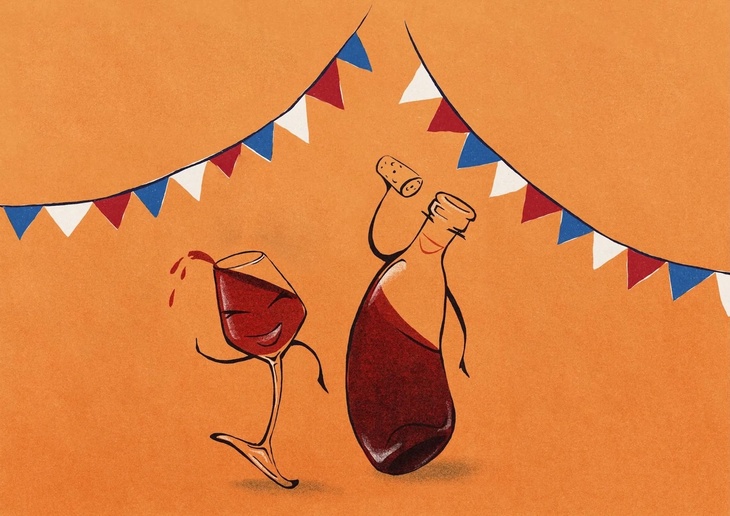 A cartoon of dancing wine
