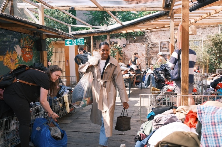 Someone with a bag of vintage goodies