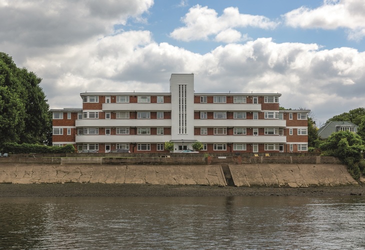 A riverside apartment building