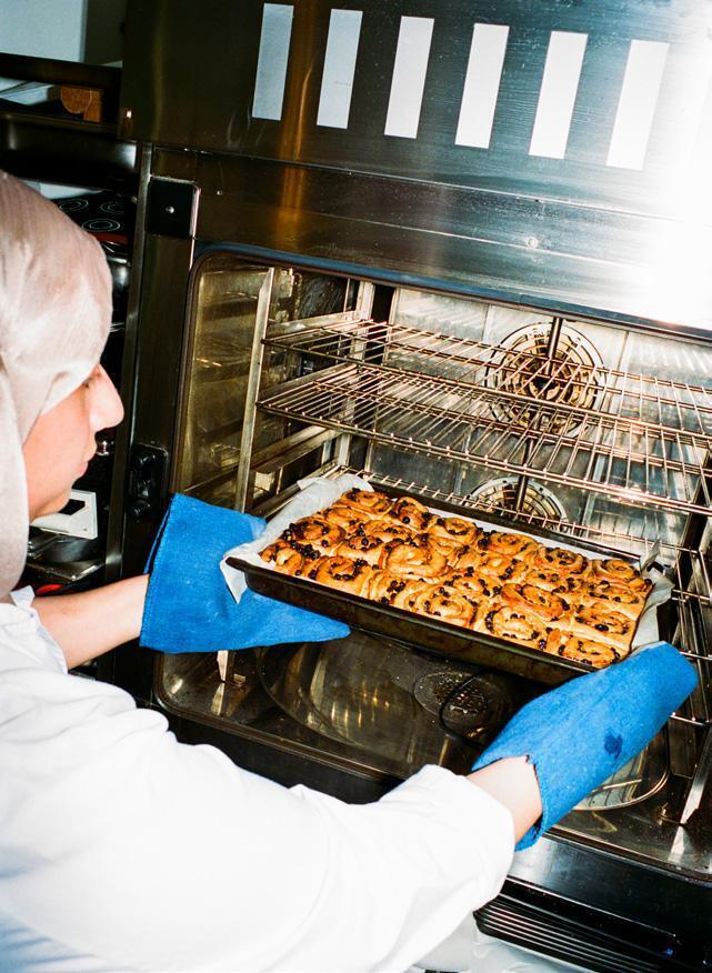 Buns coming out of the oven