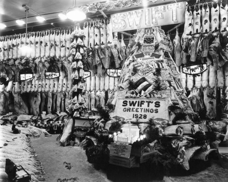 A seasonal display of meat