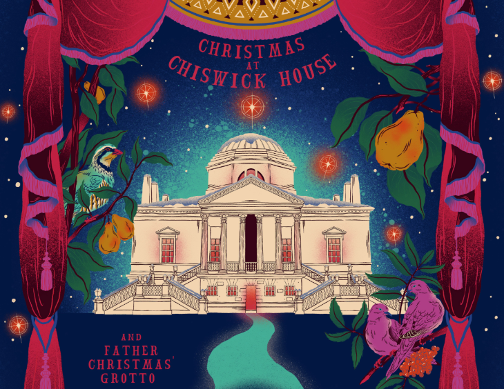 Best Santa's grottos meet Father Christmas London 2025 tickets:  an advertising poster for the new Christmas event at Chiswick House