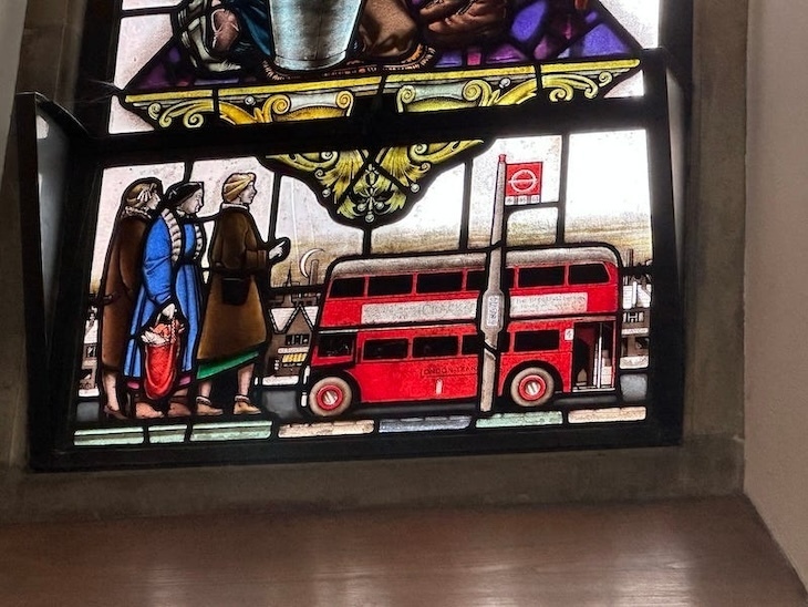 A double-decker in stained glass