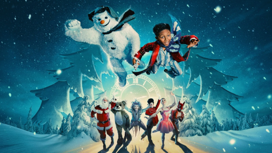 Family Christmas theatre shows 2025: a boy and the Snowman holding hands and flying