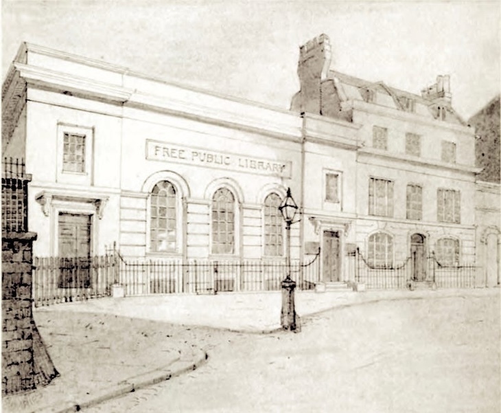 A black and white image of London's first public library