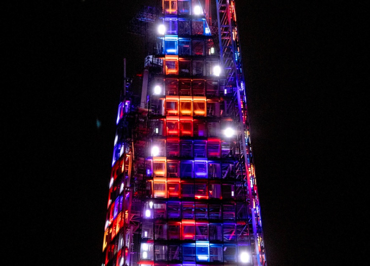When are London's Christmas 2025 lights switched on: The top floors of the Shard illuminated red and blue