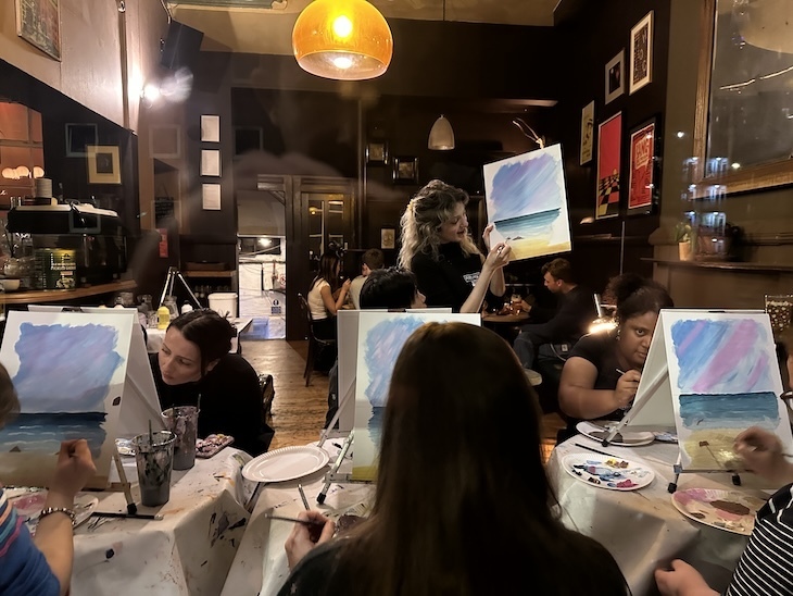 Painting class in the Roebuck pub