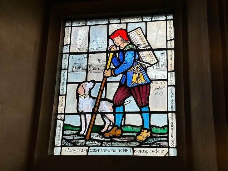 The pedlar of lambeth in stained glass