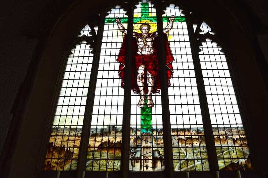 Stained glass window of St Dunstan over London