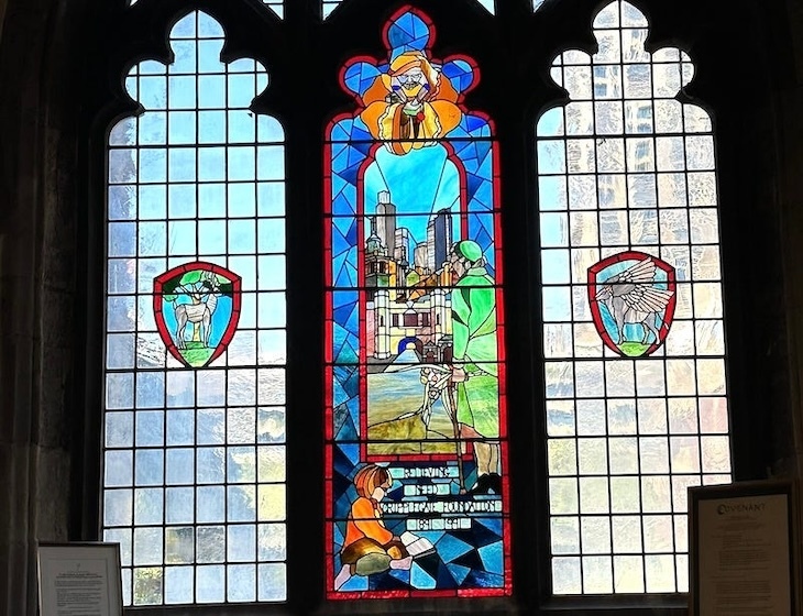 Stained glass window in St Giles Cripplegate