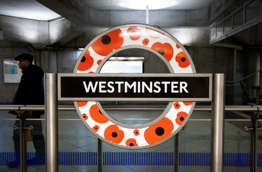 A Westminster roundel decorated with poppies