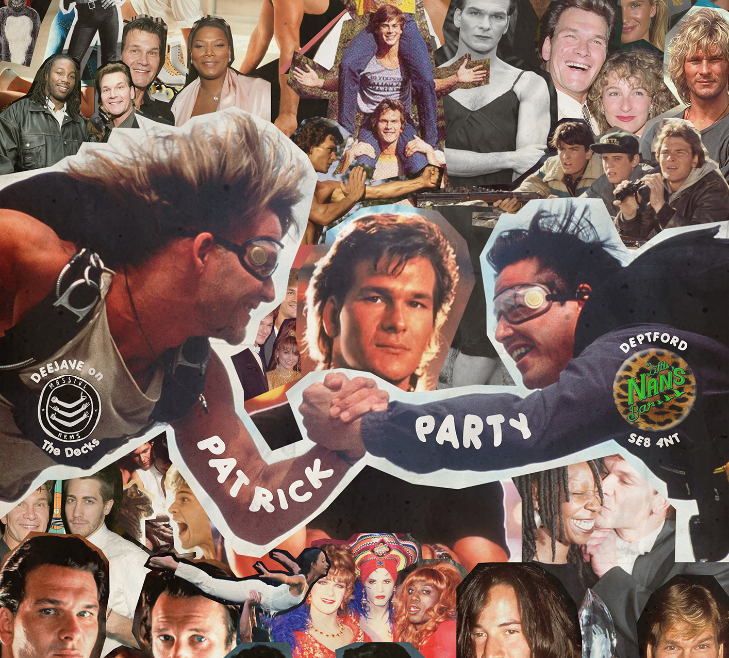 Thing to do in London today: a collage of different picture of Patrick Swayze