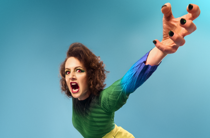 Things to do in London this weekend: Jessica Fostekew looking angry, with one arm raised in the air