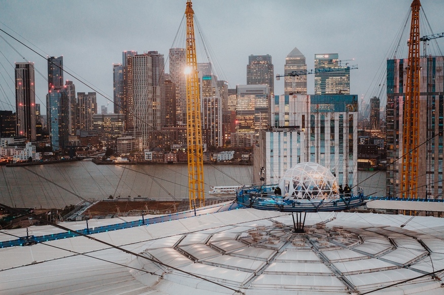 A snow globe on top of the O2