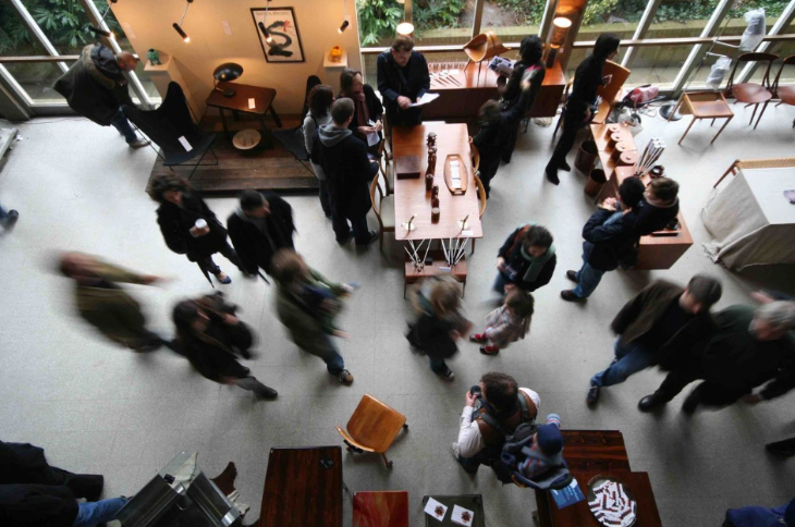 Thing to do in London today: people wandering among displays of furniture at the Midcentury Modern