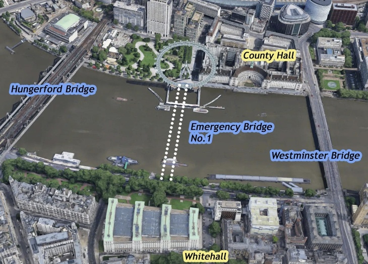 Annotated bridges in central London