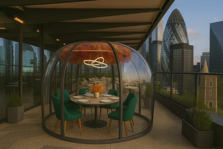 Winter igloos: An igloo, with the Gherkin in the background
