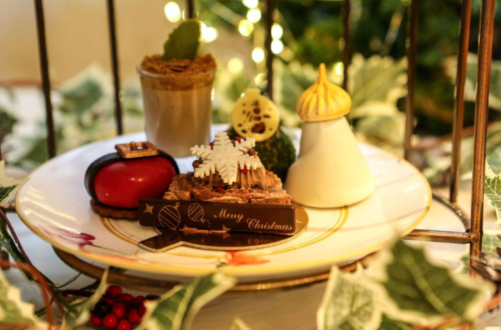 Best Christmas festive afternoon teas London 2025: festive pastries, including one topped with a snowflake