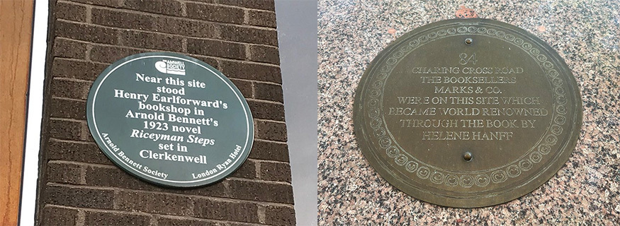 Two plaques to bookshops