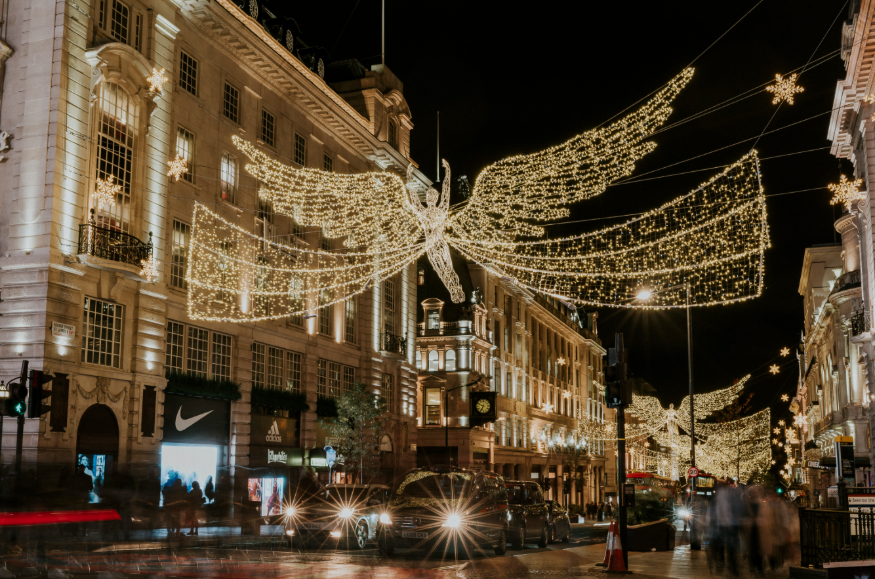 Christmas 2025 in London guide: Angel shaped Christmas lights over Regent Street