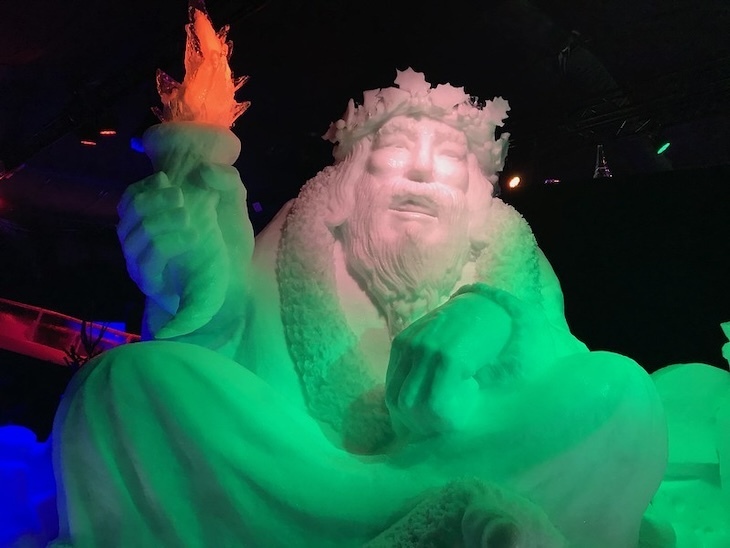 The ghost of christmas present appears to be pleasuring himself at winter wonderland
