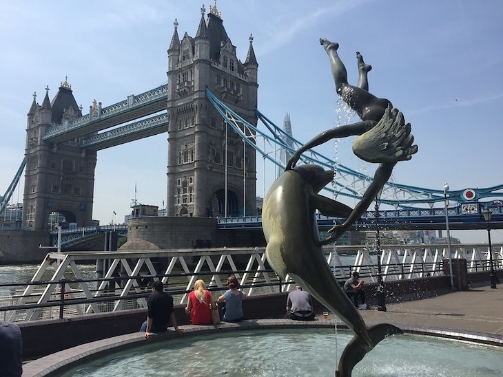 Girl with a Dolphin sculpture near Tower Bridge