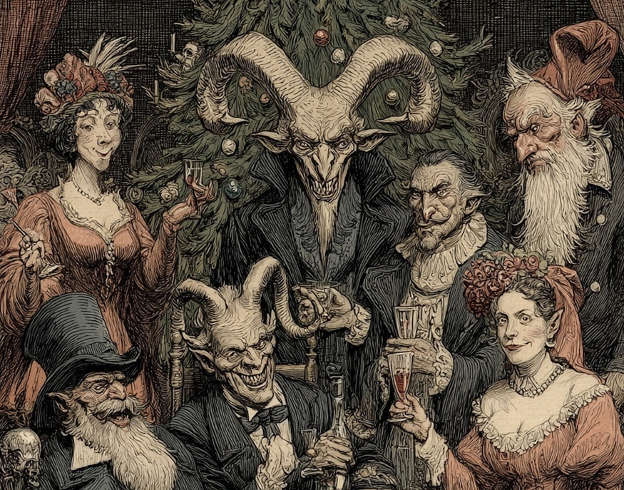 Some rather demonic looking characters enjoying Xmas