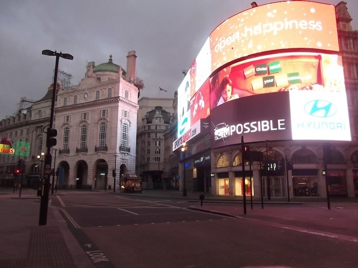 An empty piccadilly circus
