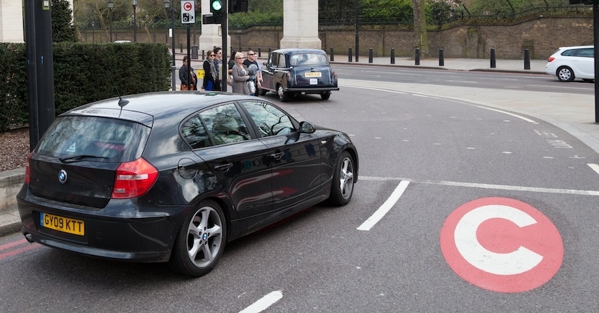 A car enters the congestion zone