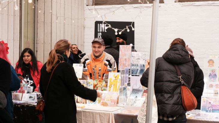 Weekend events in London: a stall at a Christmas market