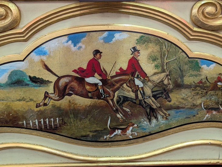 A hand painted fox hunt