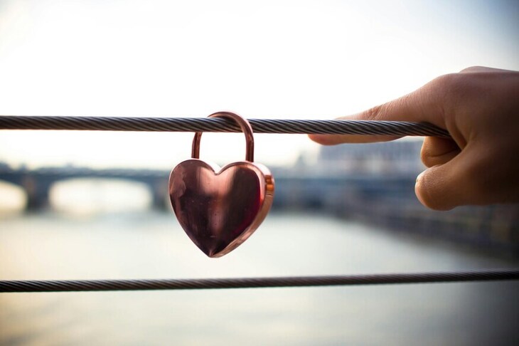 A heart shaped padlock