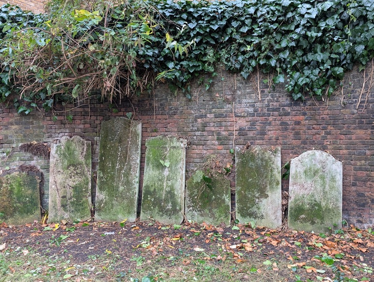 A line of gravestones