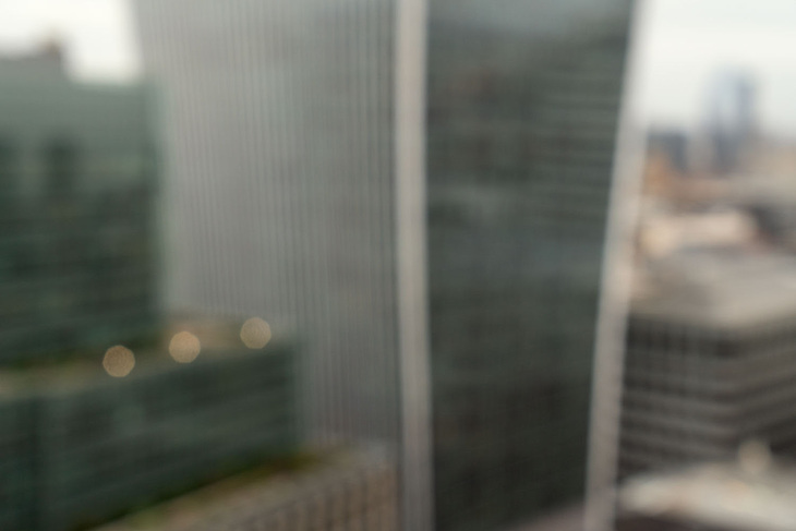 A blurred Walkie-Talkie building