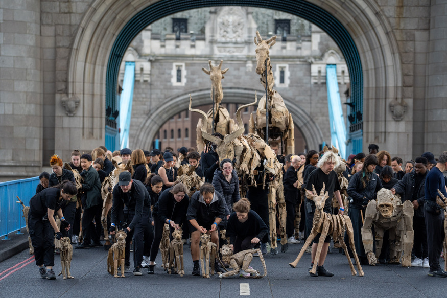 Animal puppets paraded over Tower Bridge
