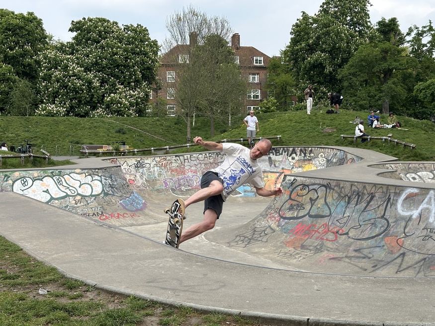 A man skating