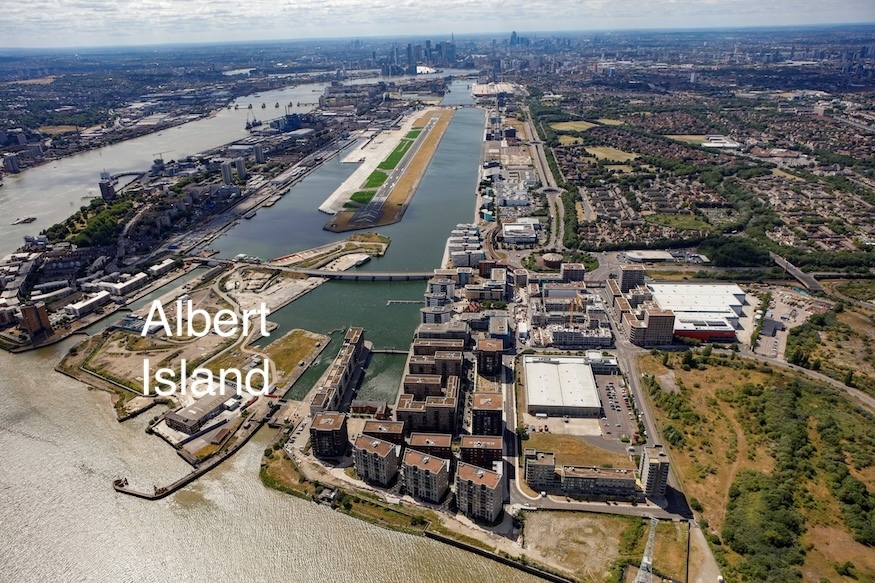 The Royal Docks showing the possible future site of Smithfield and Billingsgate markets