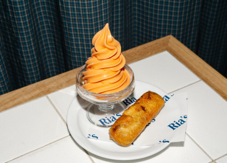 Where to celebrate Burns Night 2026 in London:  soft serve orange coloured ice cream alongside a deep-fried Mars bar