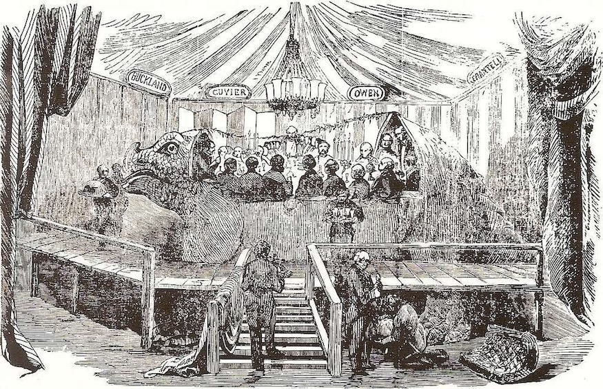 A banquet inside a dinosaur