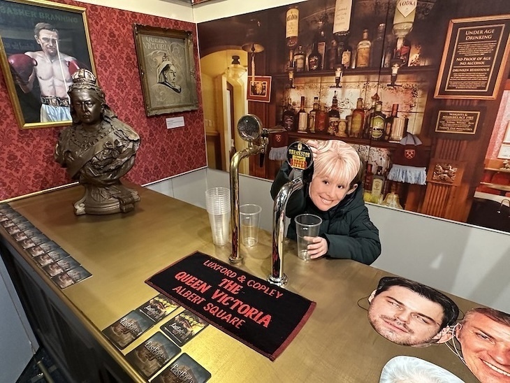 Barbara Windsor behind the bar in Eastenders