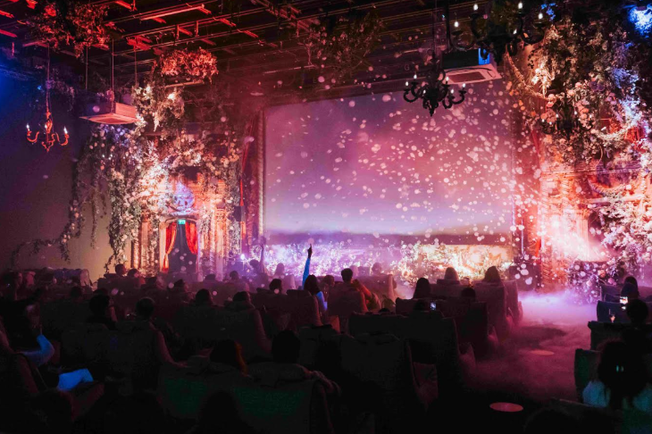 What's on in London this Christmas weekend: snow falling in a cinema auditorium