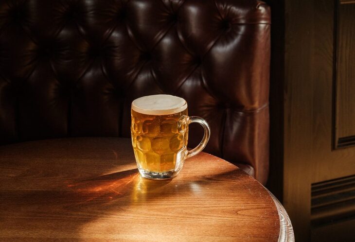 A pint of beer in a jug