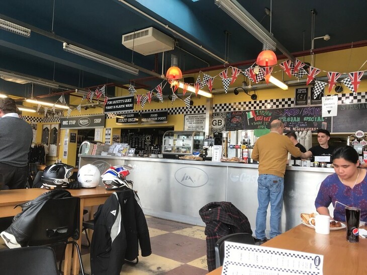 Interior of a bikers cafe