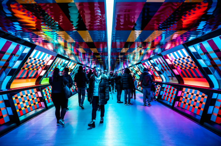 A colourful pedestrian tunnel
