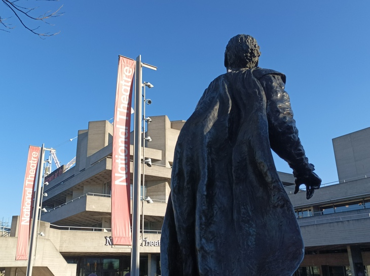 The back of the statue of Sir Larry