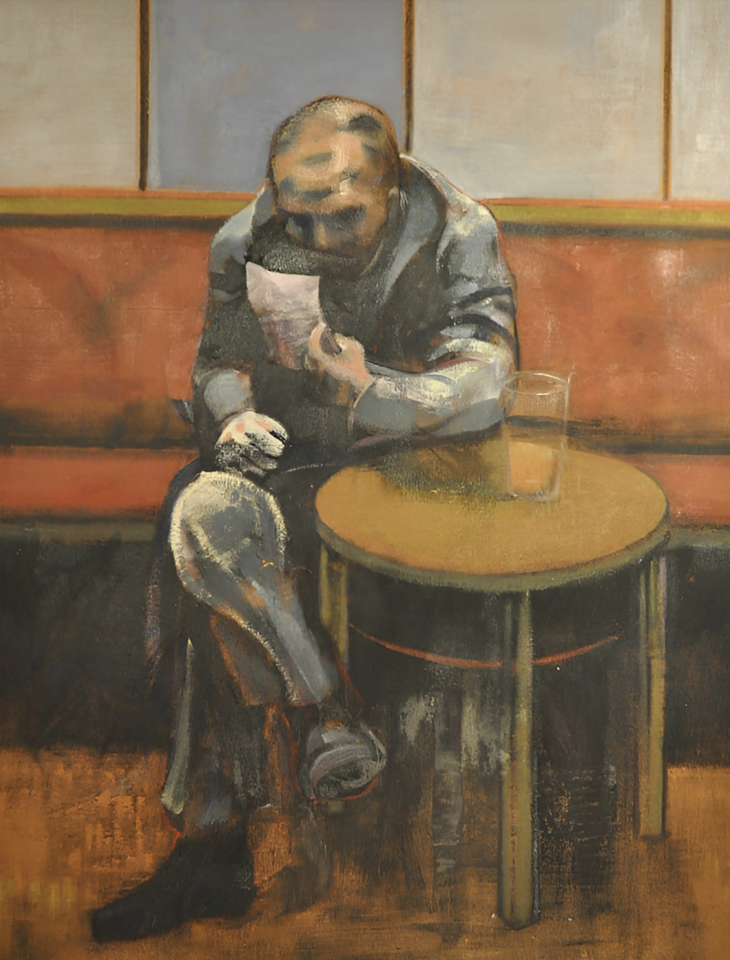Painting of a man in a pub.