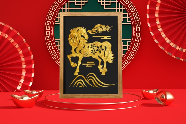A gold foil horse