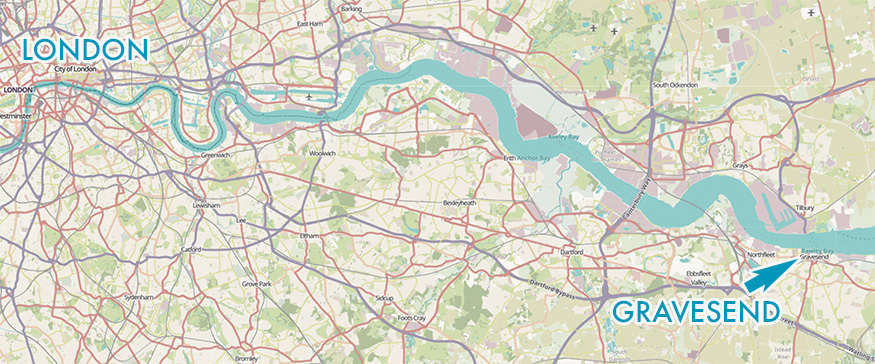 A map of Gravesend