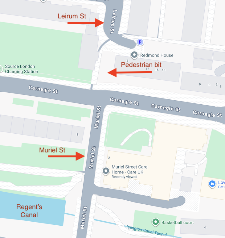 A map of the Muriel Street area